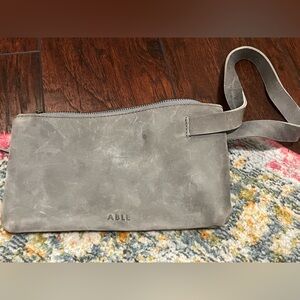 Able Charcoal Leather Wristlet